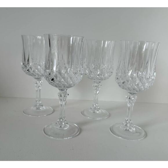 Vintage water goblets in the Longchamp pattern by Cristal D'Arques-Durand set/4 - Picture 1 of 8